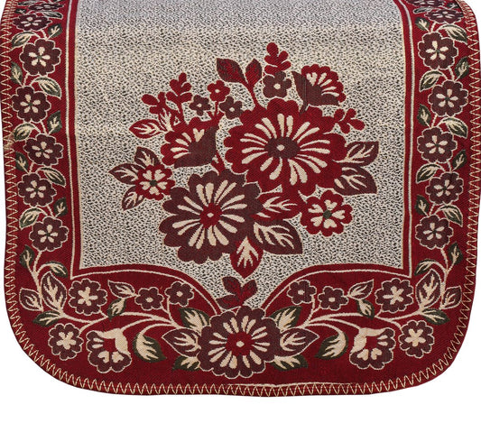 Bigger Fish Poly Cotton Fabric  5 Seater Sofa Cover with 6 Pcs Arms Cover - 16 Pieces (Maroon)