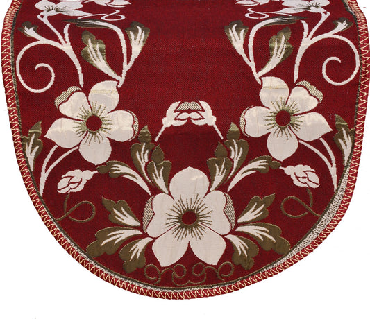 Bigger Fish Poly Cotton Fabric  5 Seater Sofa Cover with 6 Pcs Arms Cover - 16 Pieces (Maroon)