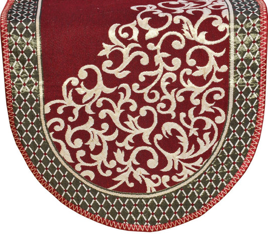 Bigger Fish Poly Cotton Fabric 5 Seater Sofa Cover with 6 Pcs Arms Cover - 16 Pieces (Maroon)
