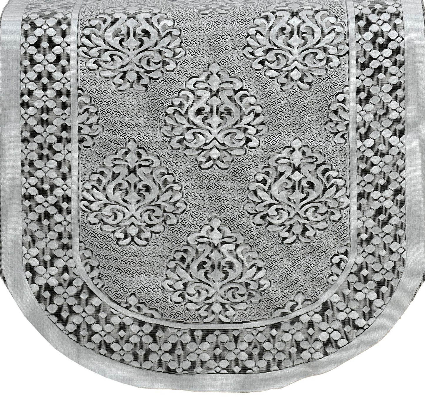 Bigger Fish Poly Cotton Net Fabric Floral Design 5 Seater Sofa Cover with 6 Pcs Arms Cover - 16 Pieces (Grey)