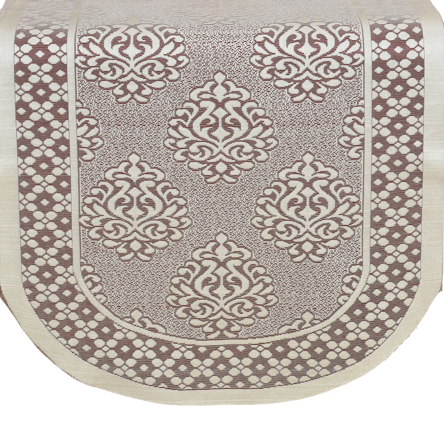 Bigger Fish Poly Cotton Net Fabric Floral Design 5 Seater Sofa Cover with 6 Pcs Arms Cover - 16 Pieces (Maroon)