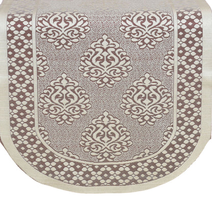 Bigger Fish Poly Cotton Net Fabric Floral Design 5 Seater Sofa Cover with 6 Pcs Arms Cover - 16 Pieces (Maroon)