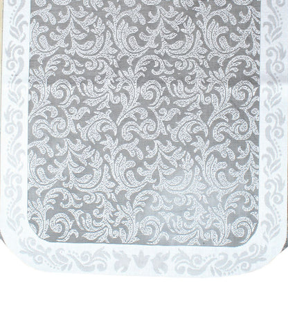 Bigger Fish Poly Cotton Net Fabric Floral Design 5 Seater Sofa Cover with 6 Pcs Arms Cover - 16 Pieces (Grey)