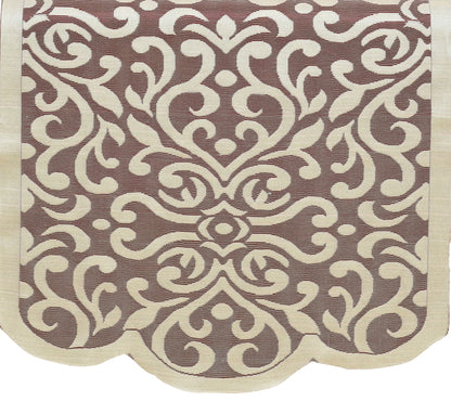 Bigger Fish Poly Cotton Net Fabric Floral Design 5 Seater Sofa Cover with 6 Pcs Arms Cover - 16 Pieces (Maroon)