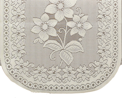 Bigger Fish Poly Cotton Net Fabric Floral 7 Seater 28x23 Inch Sofa Cover - 14 Pieces (Cream)