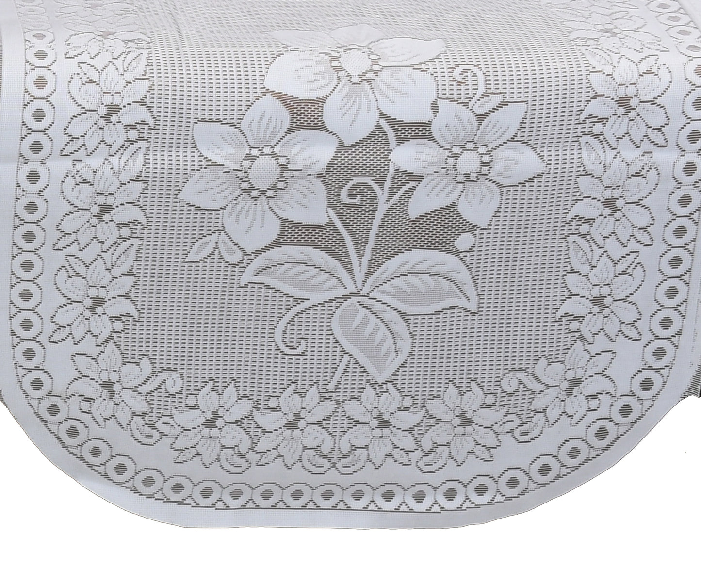 Bigger Fish Poly Cotton Net Fabric Floral 7 Seater 23x28 Inch Sofa Cover with 6 Pcs Arms Cover - 20 Pieces (White)