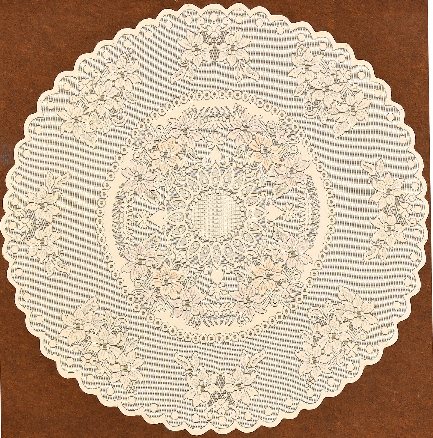 Bigger Fish 40 Inch Round Table Cover Poly Cotton Floral Elegant Design 2 Seater Tablecloth/Cream Small Center Table Cover