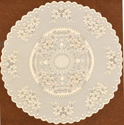 Bigger Fish 40 Inch Round Table Cover Poly Cotton Floral Elegant Design 2 Seater Tablecloth/Cream Small Center Table Cover