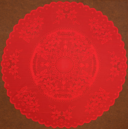 Bigger Fish 40 Inch Round Table Cover Poly Cotton Floral Elegant Design 2 Seater Tablecloth/Maroon Small Center Table Cover