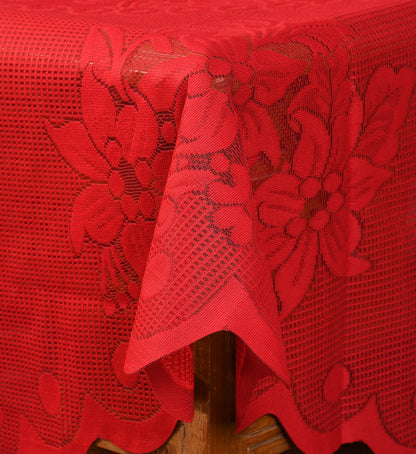 Bigger Fish 40 Inch Round Table Cover Poly Cotton Floral Elegant Design 2 Seater Tablecloth/Maroon Small Center Table Cover
