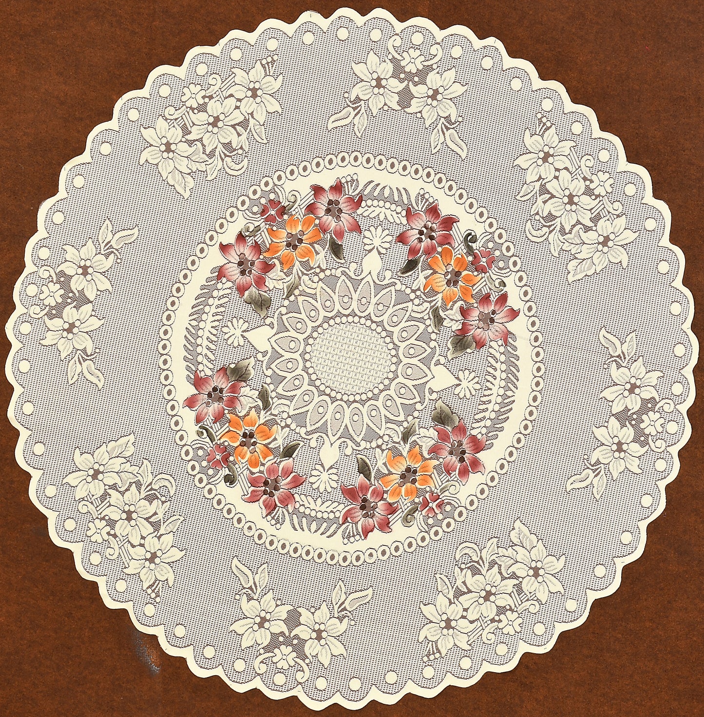 Bigger Fish 60 Inch Round Table Cover Poly Cotton Floral Elegant Design 6 Seater Tablecloth/Rust Medium Center Table Cover