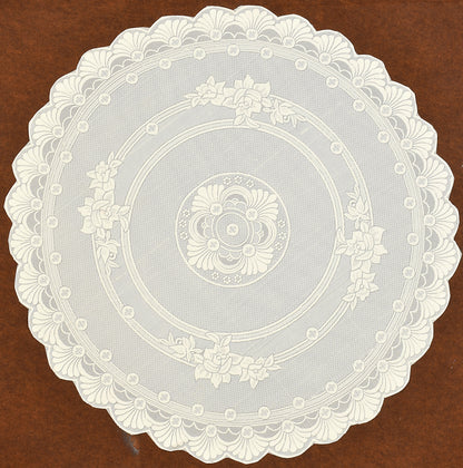Bigger Fish 40 Inch Round Table Cover Poly Cotton Floral Elegant Design 2 Seater Tablecloth/Cream Small Center Table Cover