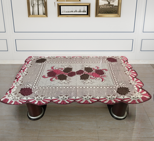 Bigger Fish Poly cotton 40x60 Inch Maroon 4 Seater Center Table Cover - Premium Quality & Style