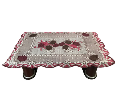 Bigger Fish Poly cotton 40x60 Inch Maroon 4 Seater Center Table Cover - Premium Quality & Style
