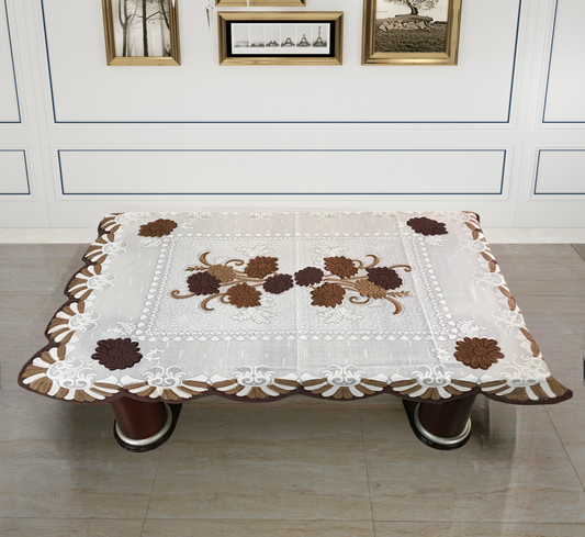 Bigger Fish Poly cotton 40x60 Inch Brown 4 Seater Center Table Cover - Premium Quality & Style
