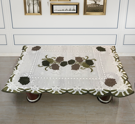 Bigger Fish Poly cotton 40x60 Inch Green 4 Seater Center Table Cover - Premium Quality & Style