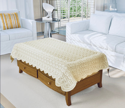 Bigger Fish Poly cotton 40x60 Inch Cream 4 Seater Center Table Cover - Premium Quality & Style
