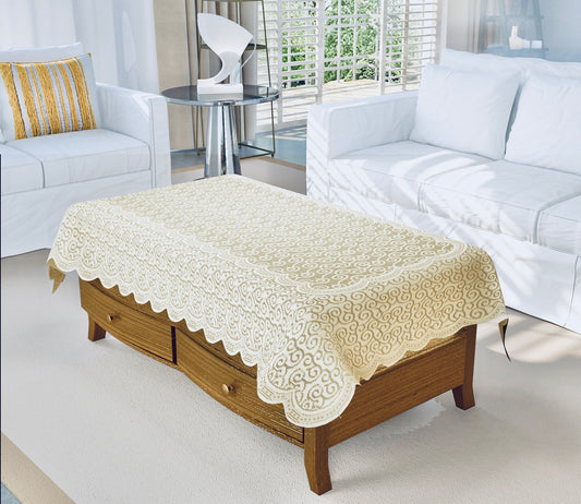 Bigger Fish Poly cotton 40x60 Inch Cream 4 Seater Center Table Cover - Premium Quality & Style
