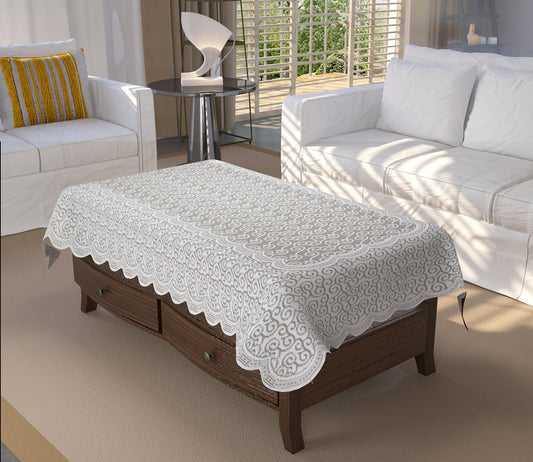 Bigger Fish Poly cotton 40x60 Inch White 4 Seater Center Table Cover - Premium Quality & Style
