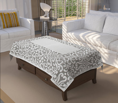 Bigger Fish Poly cotton 40x60 Inch Grey 4 Seater Center Table Cover - Premium Quality & Style
