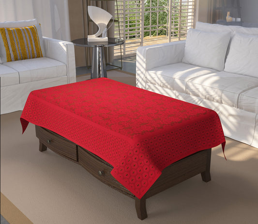 Bigger Fish Poly cotton 40x60 Inch Maroon 4 Seater Floral Center Table Cover - Premium Quality & Style
