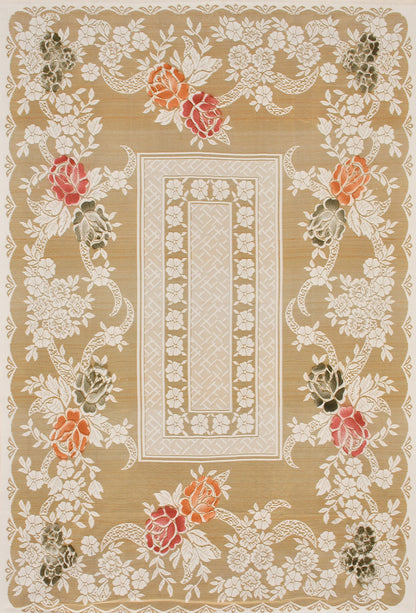 Bigger Fish Poly cotton 40x60 Inch Cream 4 Seater Semi Rose Center Table Cover - Premium Quality & Style
