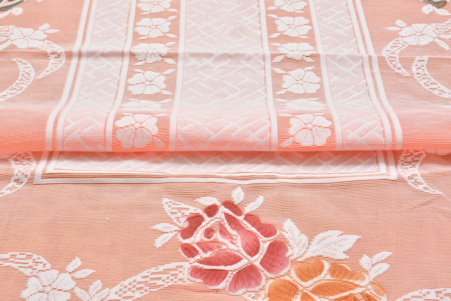 Bigger Fish Poly cotton 40x60 Inch Peach 4 Seater Semi Rose Center Table Cover - Premium Quality & Style