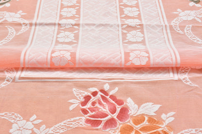Bigger Fish Poly cotton 40x60 Inch Peach 4 Seater Semi Rose Center Table Cover - Premium Quality & Style