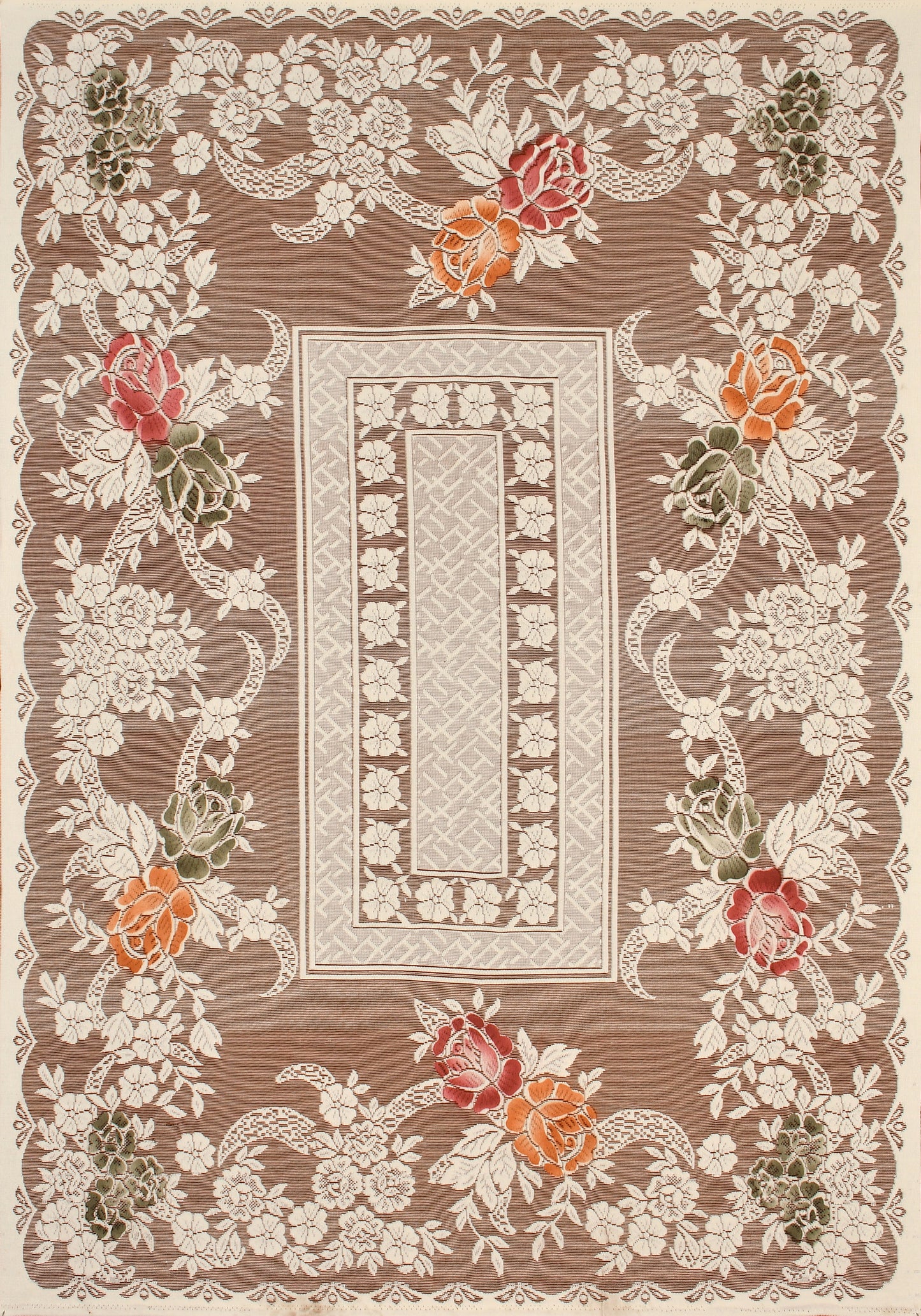Bigger Fish Poly cotton 40x60 Inch Rust 4 Seater Semi Rose Center Table Cover - Premium Quality & Style