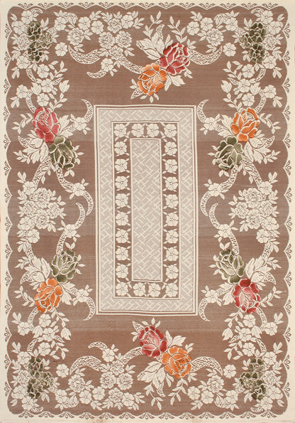 Bigger Fish Poly cotton 40x60 Inch Rust 4 Seater Semi Rose Center Table Cover - Premium Quality & Style
