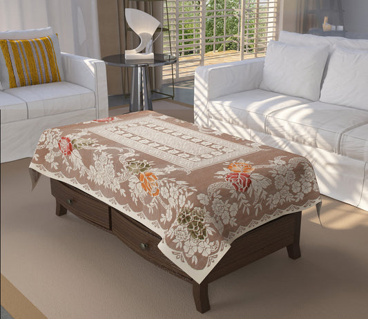 Bigger Fish Poly cotton 40x60 Inch Rust 4 Seater Semi Rose Center Table Cover - Premium Quality & Style
