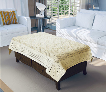 Bigger Fish Silk Fabric 40x60 Inch Cream 4 Seater Silky Center Table Cover - Premium Quality & Style