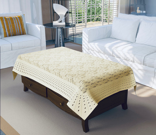 Bigger Fish Silk Fabric 40x60 Inch Cream 4 Seater Silky Center Table Cover - Premium Quality & Style