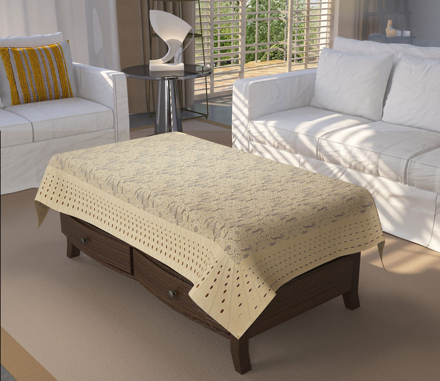Bigger Fish Silk Fabric 40x60 Inch Fown 4 Seater Silky Center Table Cover - Premium Quality & Style