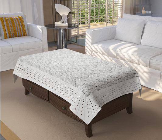 Bigger Fish Silk Fabric 40x60 Inch White 4 Seater Silky Center Table Cover - Premium Quality & Style