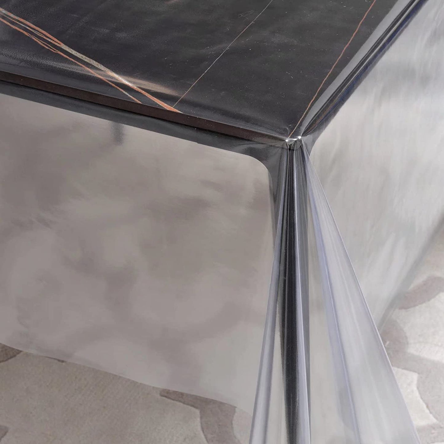 Bigger Fish Clear Vinyl Tablecloth 60x90 Inch Waterproof/Oil-Proof Plastic Square Transparent 6-8 Seater Dining Table Cover