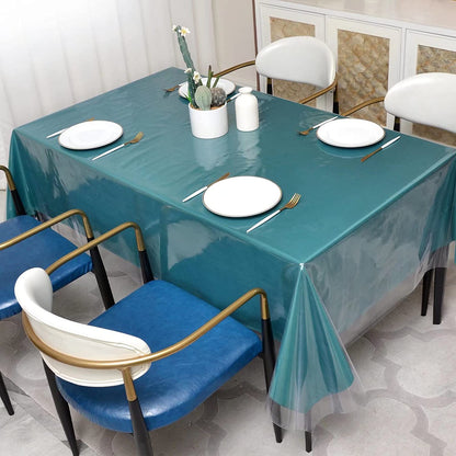 Bigger Fish Waterproof Clear Vinyl Tablecloth 40x60 Inch Waterproof/Oil-Proof Plastic Square Transparent 2-4 Seater Center Table Cover
