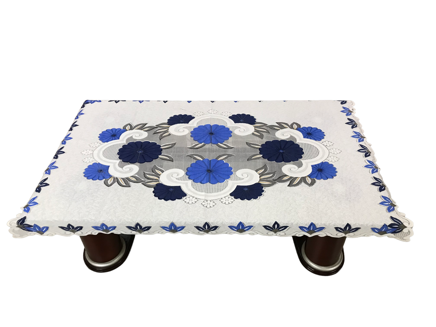 Bigger Fish Poly cotton 40x60 Inch Blue 4 Seater Center Table Cover - Premium Quality & Style