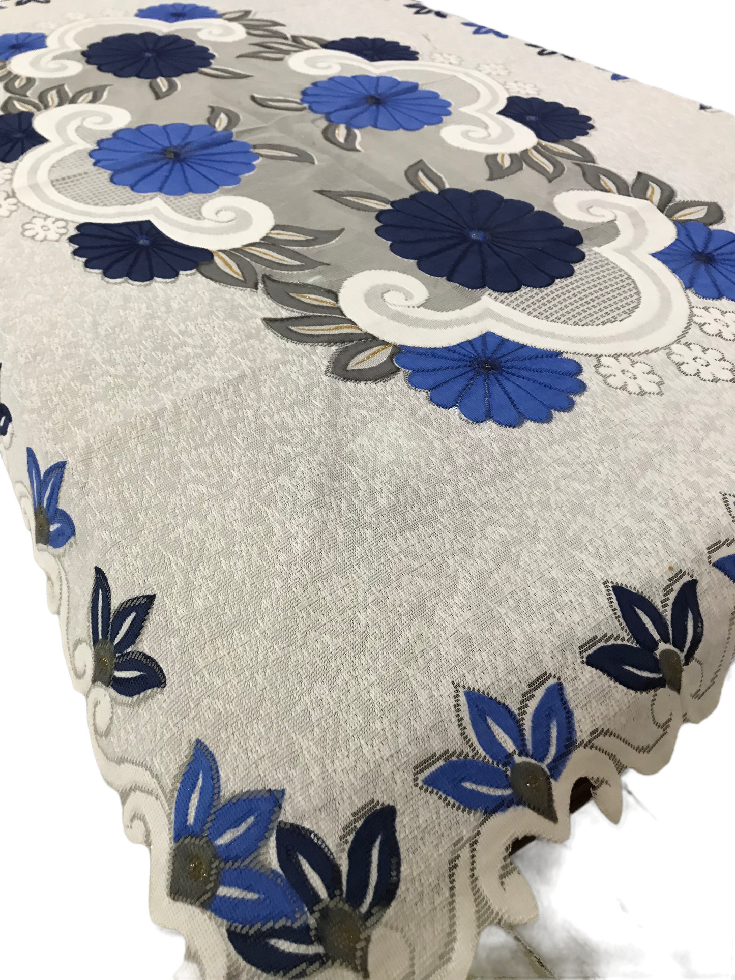 Bigger Fish Poly cotton 40x60 Inch Blue 4 Seater Center Table Cover - Premium Quality & Style