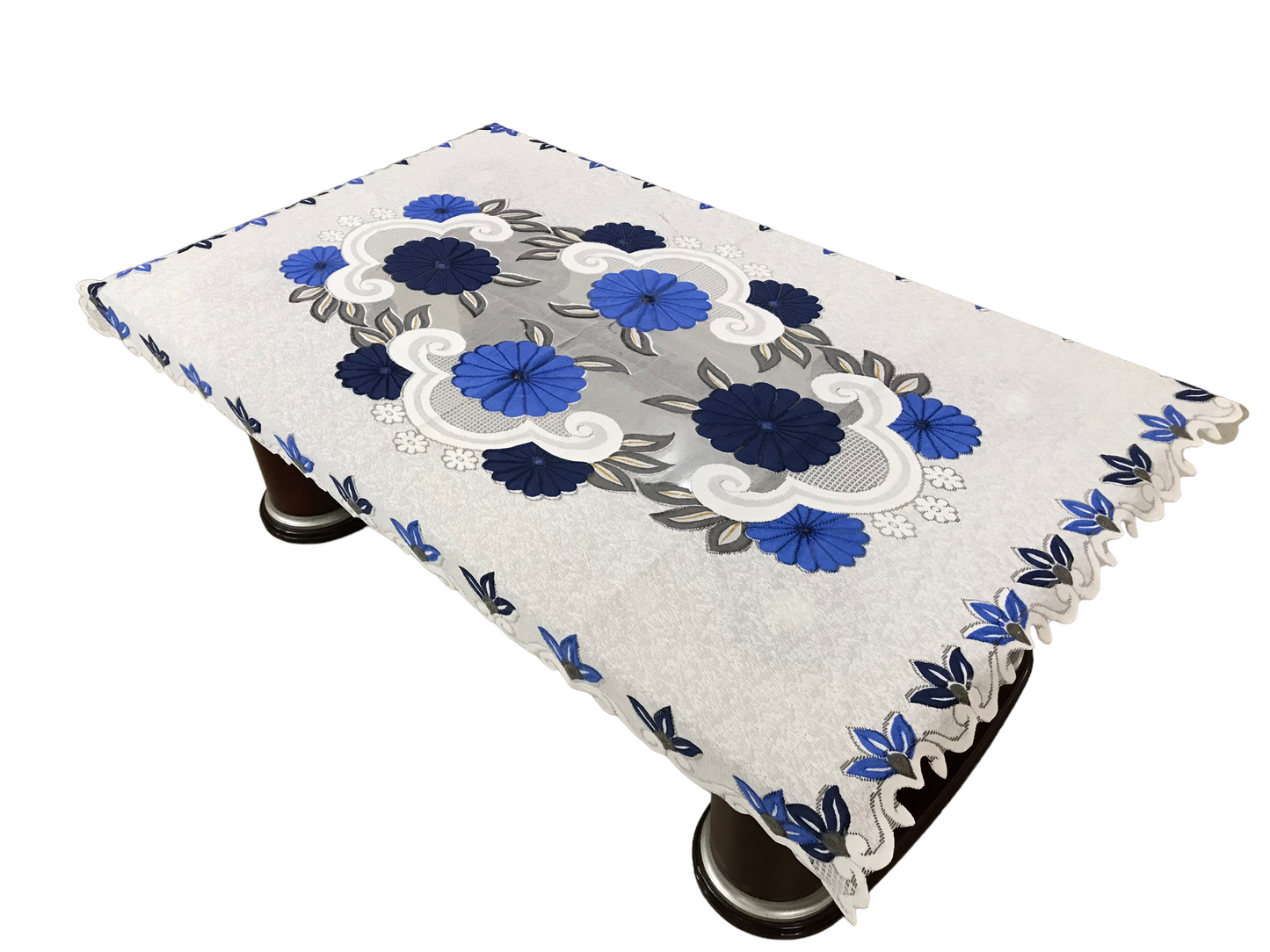 Bigger Fish Poly cotton 40x60 Inch Blue 4 Seater Center Table Cover - Premium Quality & Style