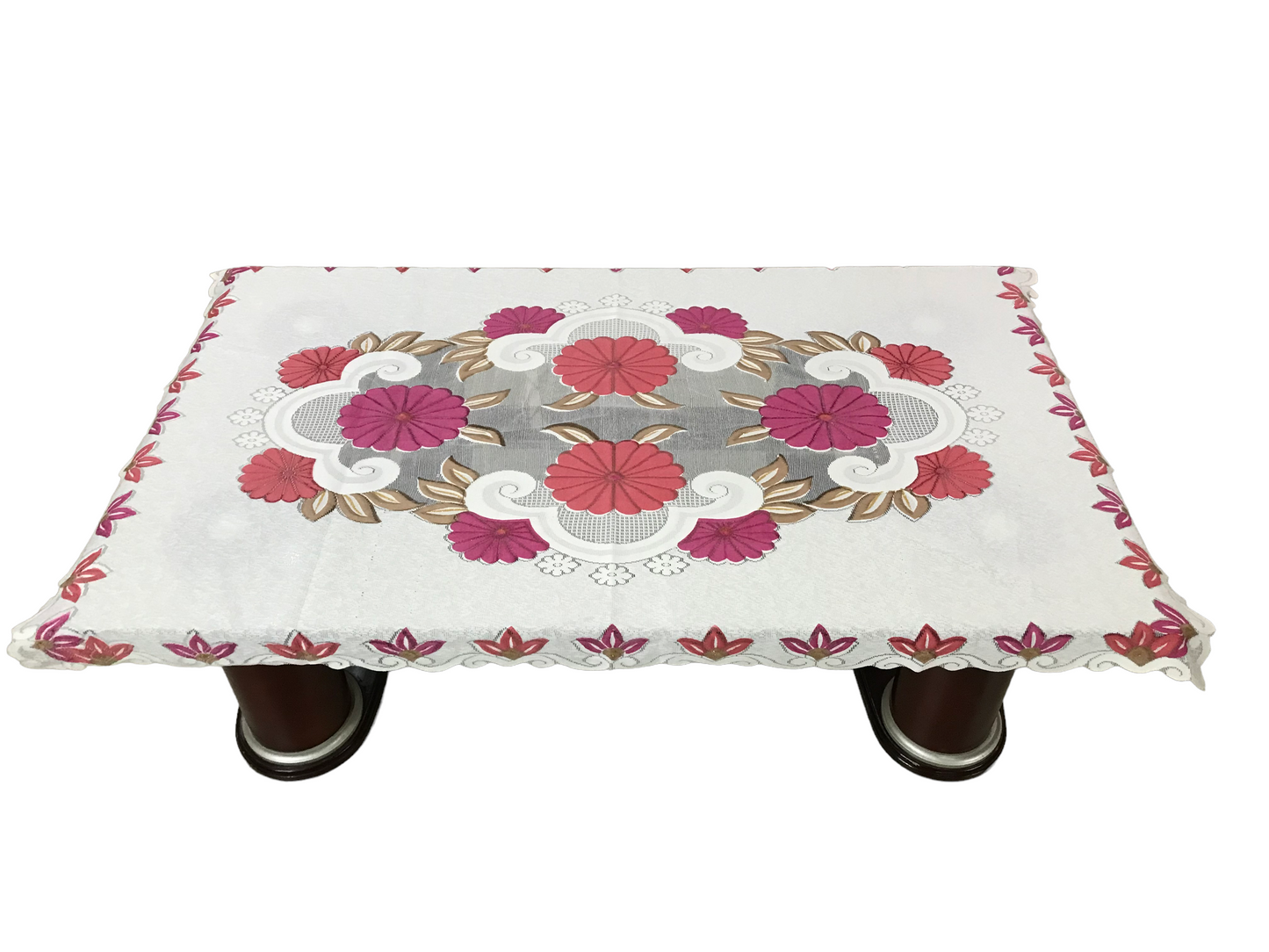 Bigger Fish Poly cotton 40x60 Inch Pink 4 Seater Center Table Cover - Premium Quality & Style