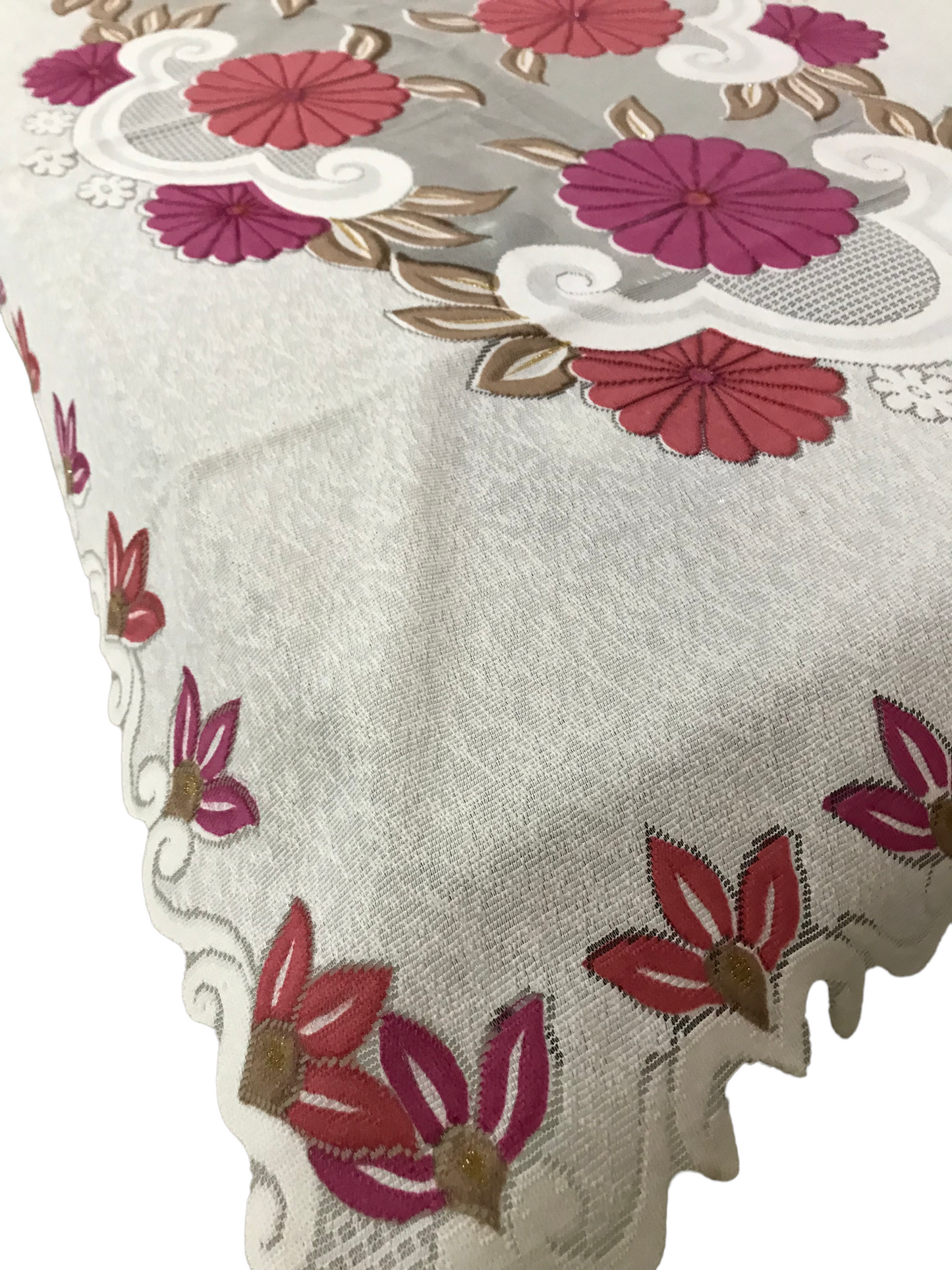 Bigger Fish Poly cotton 40x60 Inch Pink 4 Seater Center Table Cover - Premium Quality & Style