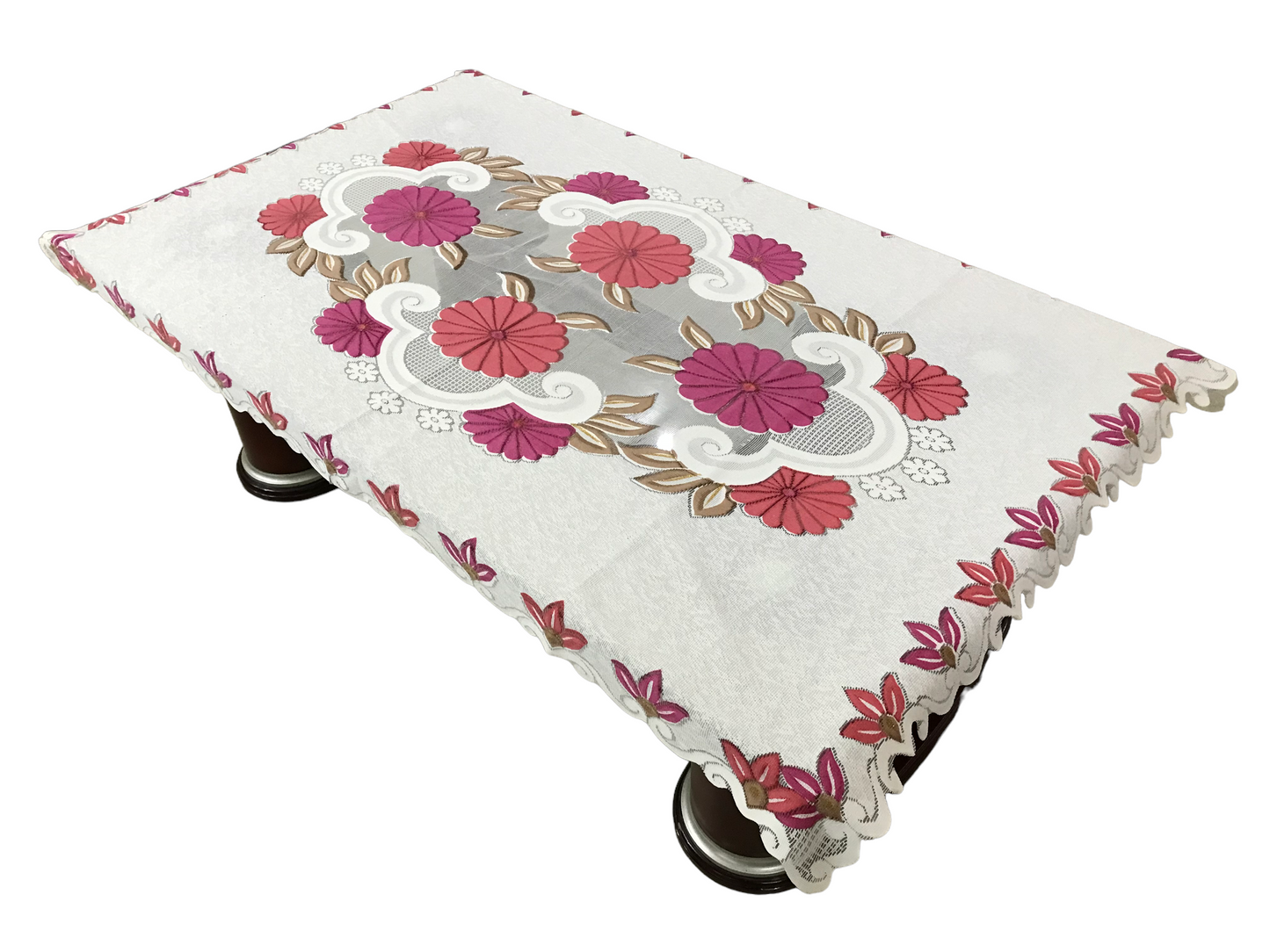 Bigger Fish Poly cotton 40x60 Inch Pink 4 Seater Center Table Cover - Premium Quality & Style