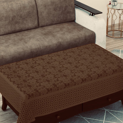 Bigger Fish Poly cotton 40x60 Inch Brown 4 Seater Floral Center Table Cover - Premium Quality & Style