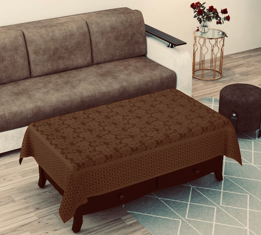 Bigger Fish Poly cotton 40x60 Inch Brown 4 Seater Floral Center Table Cover - Premium Quality & Style