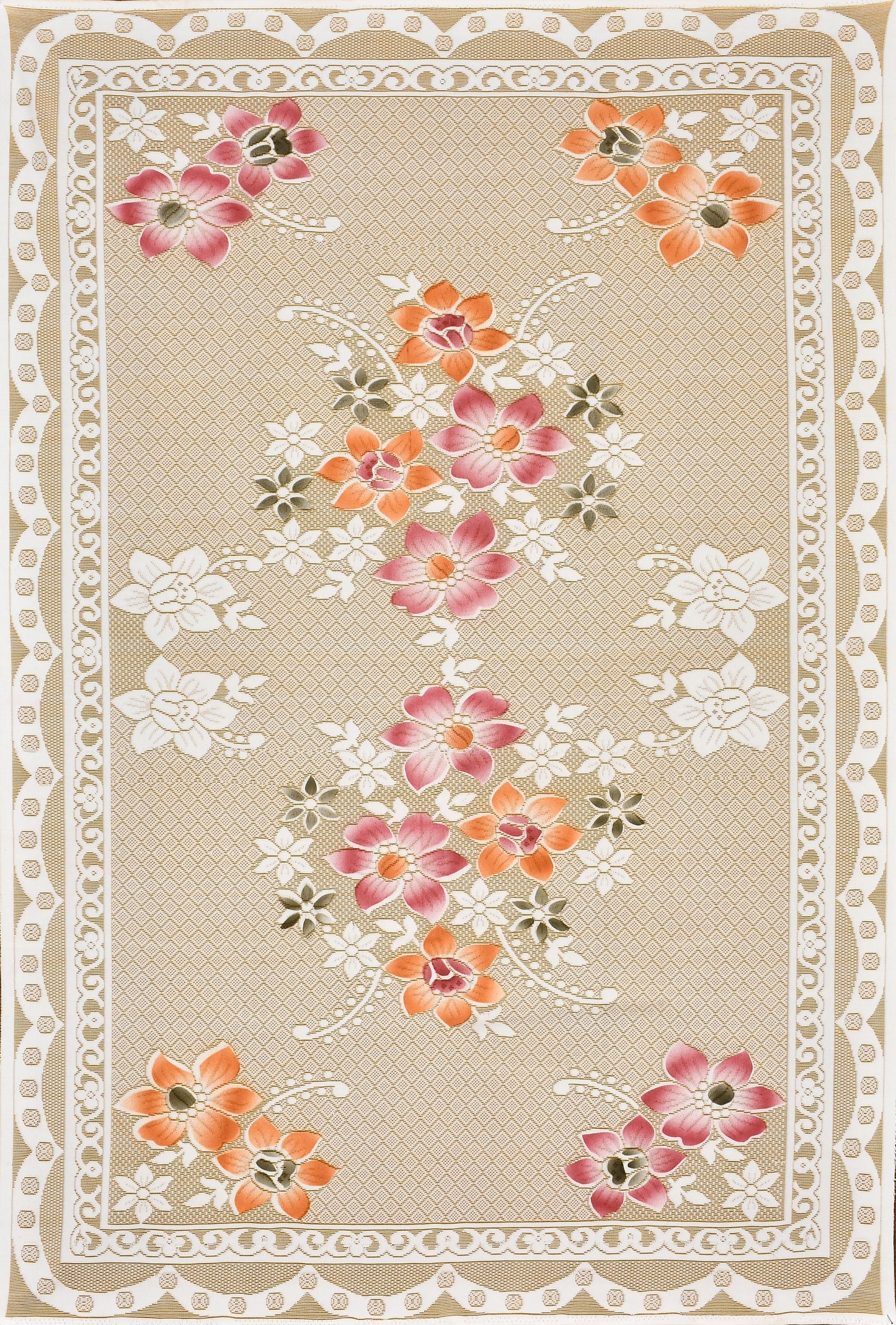 Bigger Fish Poly cotton 40x60 Inch Cream 4 Seater Semi Star Center Table Cover - Premium Quality & Style