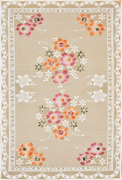 Bigger Fish Poly cotton 40x60 Inch Cream 4 Seater Semi Star Center Table Cover - Premium Quality & Style