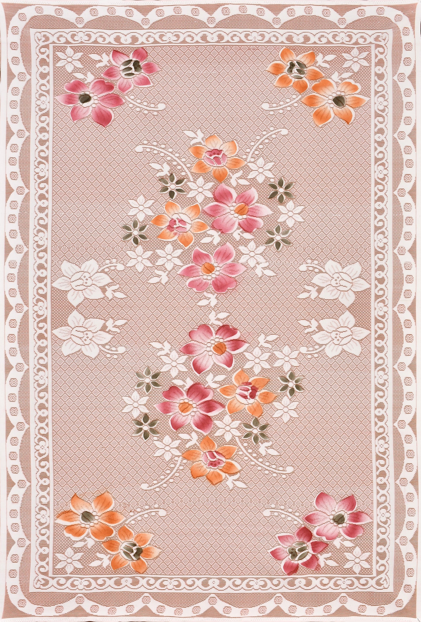 Bigger Fish Poly cotton 40x60 Inch Peach 4 Seater Semi Star Center Table Cover - Premium Quality & Style