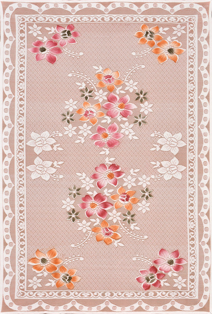Bigger Fish Poly cotton 40x60 Inch Peach 4 Seater Semi Star Center Table Cover - Premium Quality & Style