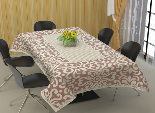 Bigger Fish Poly Cotton 6-8 Seater Dining Table Cover (60x90 Inch) - Floral Design, Maroon